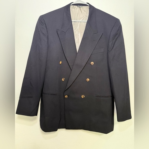 Chaps Blazer Men Navy Blue Linen Blend Ralph - Picture 3 of 13
